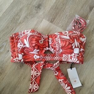 Shade & Shore Red and White Bikini Top